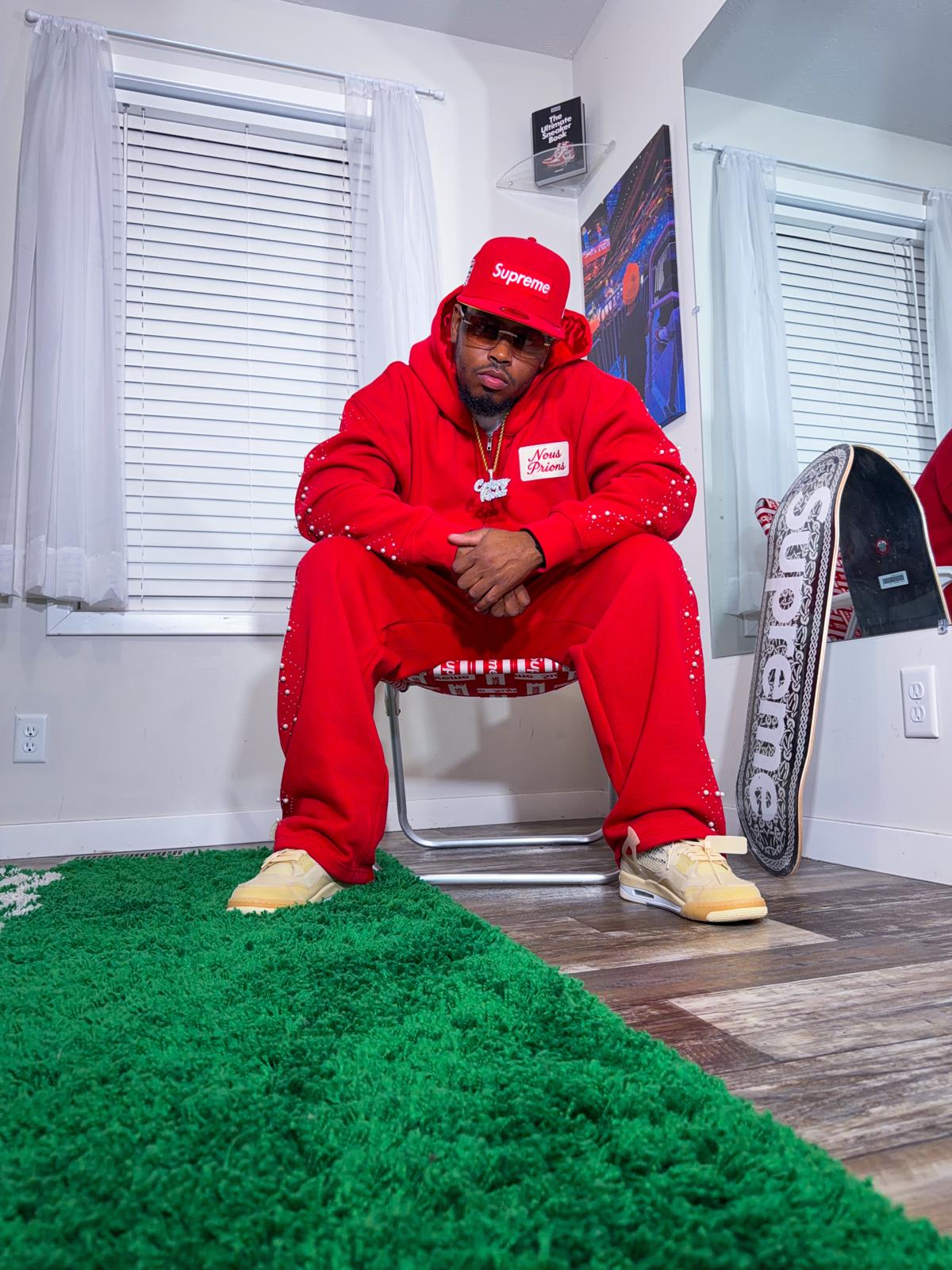 NOUS PRIONS – Red Crystal Tracksuit Set