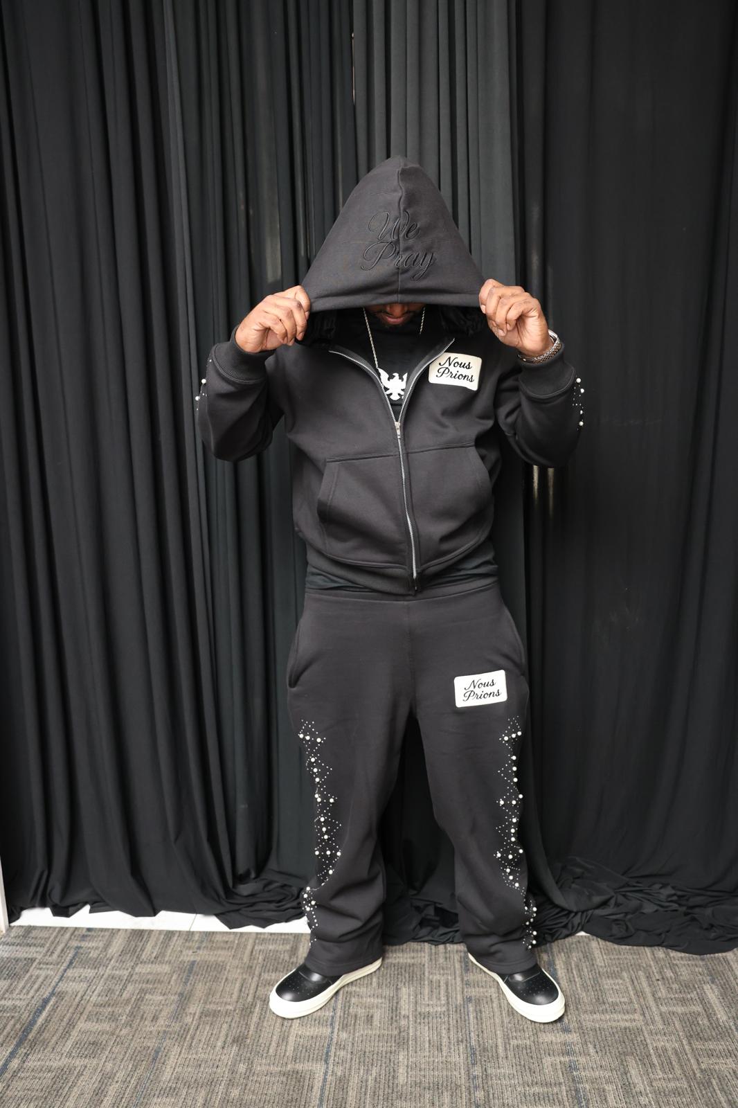 NOUS PRIONS – Black Crystal Tracksuit Set
